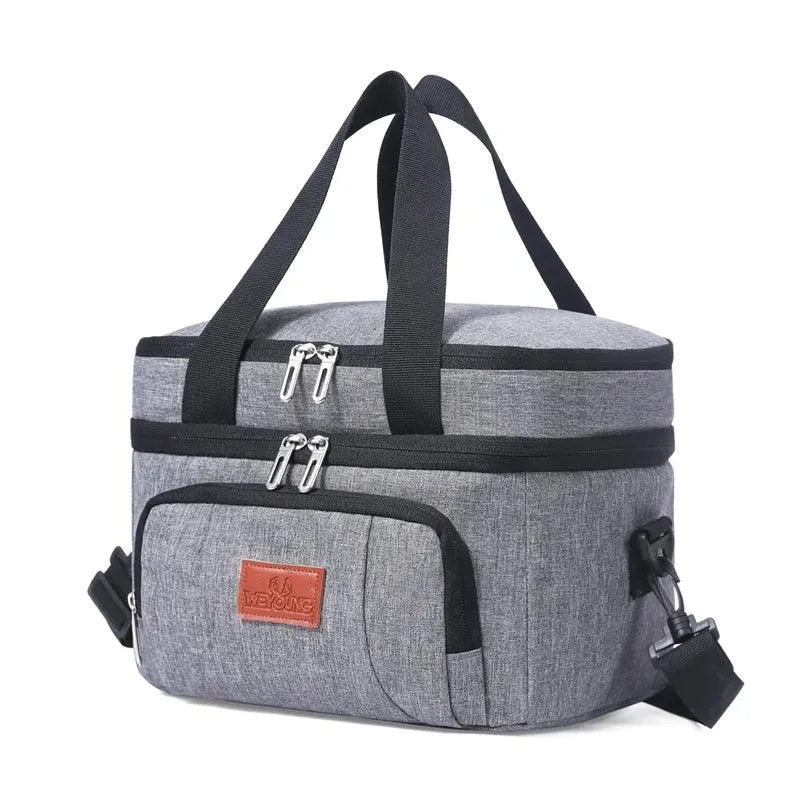 👜 Multifunctional Double Layers Tote Cooler Lunch Bag | Large Capacity Travel Picnic Lunch Box with Shoulder Strap for Women & Men 🍱