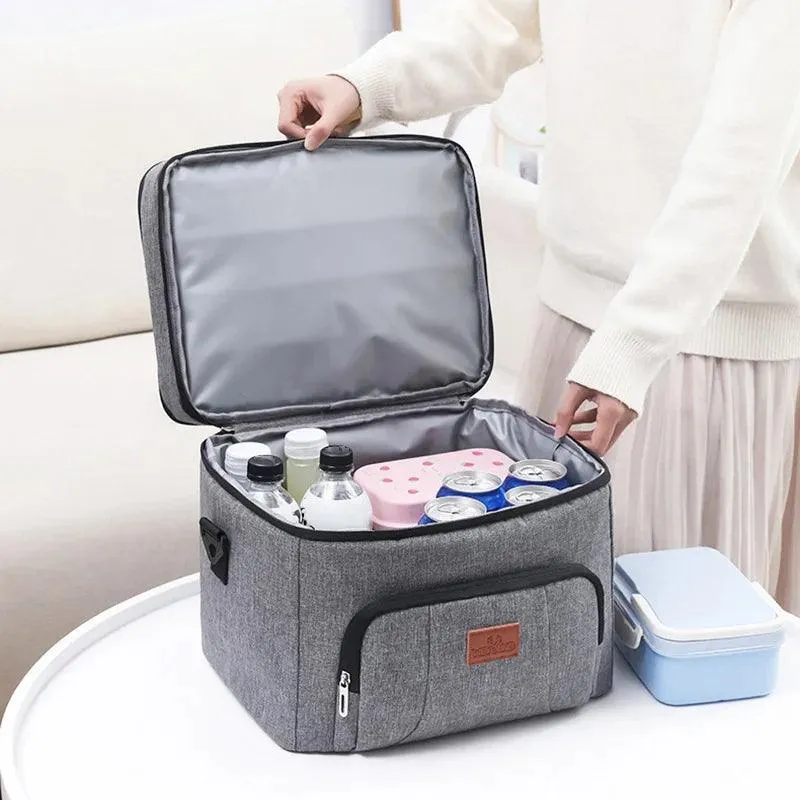 👜 Multifunctional Double Layers Tote Cooler Lunch Bag | Large Capacity Travel Picnic Lunch Box with Shoulder Strap for Women & Men 🍱