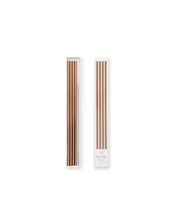 10in Metal Straws, Set of 4 with Cleaner - Copper