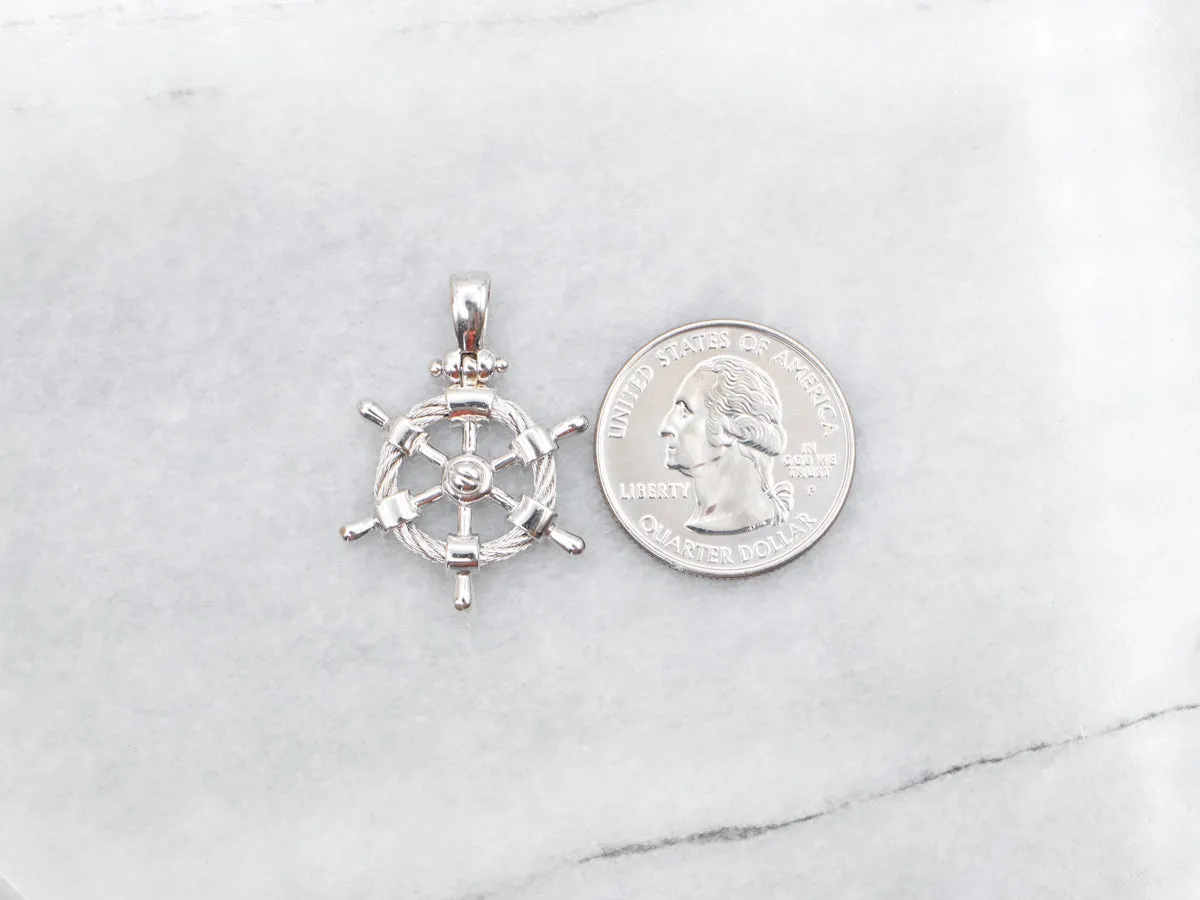 18K White Gold Captain's Wheel Pendant