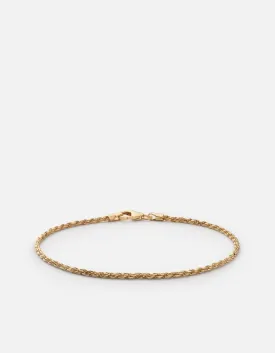 1.8mm Rope Chain Bracelet, Gold Vermeil