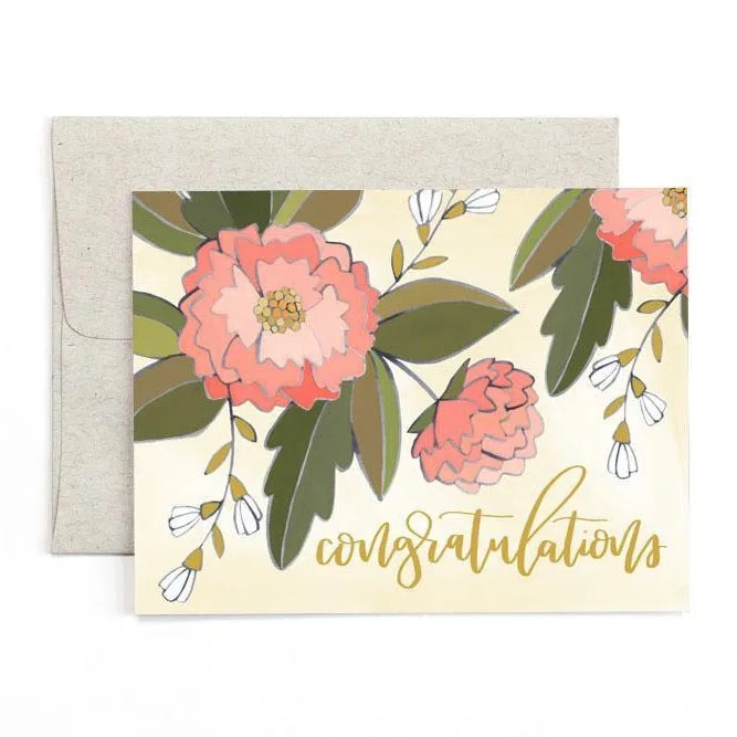 1Canoe2: Congratulations Peonies Greeting Card