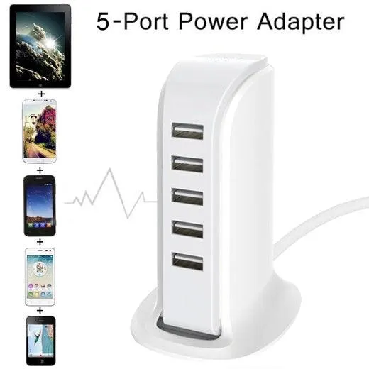 5 Port Multi USB Charging Station