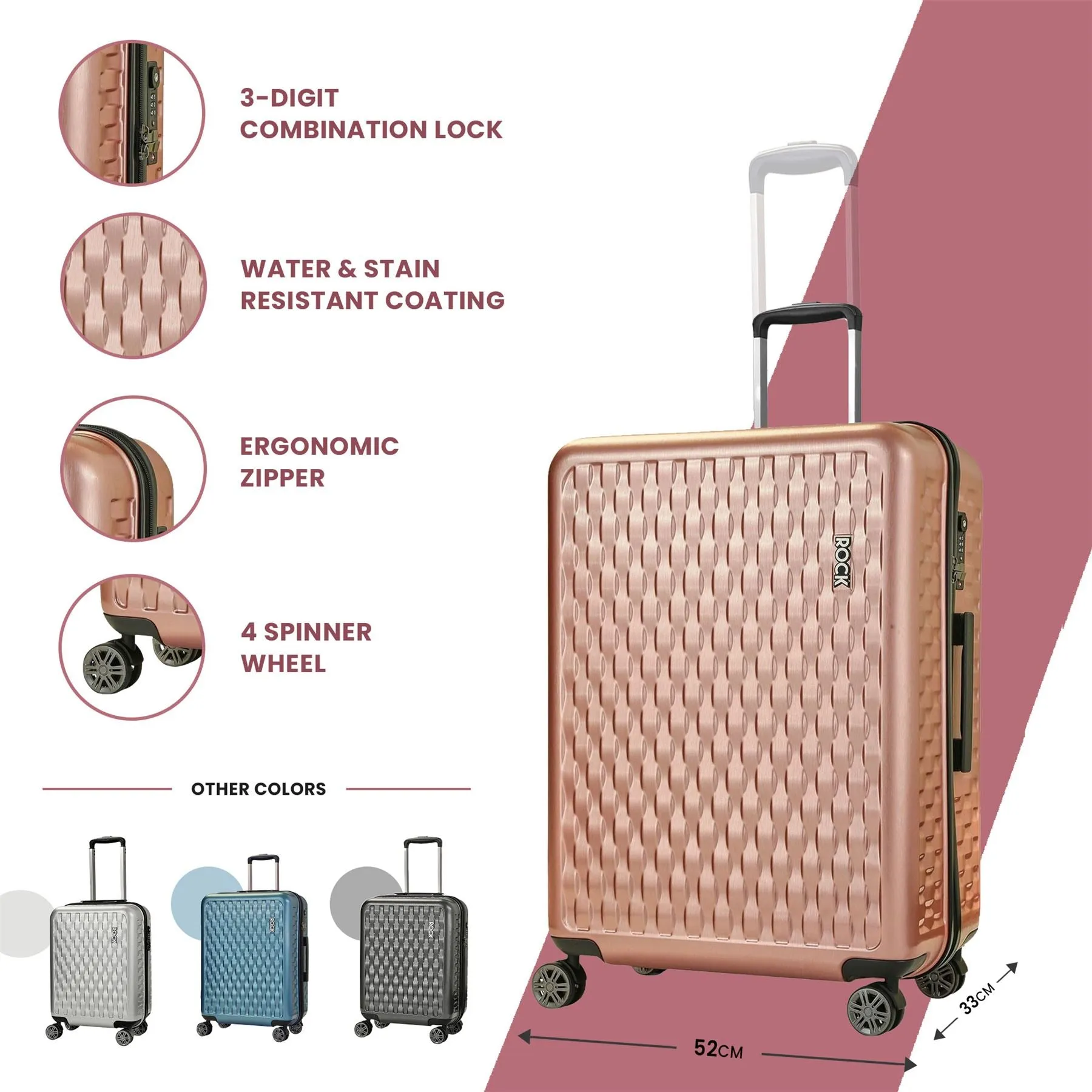 Allure Luggage Suitcase Travel Bag Carry On Hand Cabin Check in Hard-Shell 4 Spinner Wheels Trolley Set