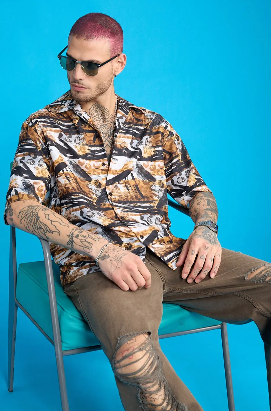 Animal Print Men's Resort Shirt