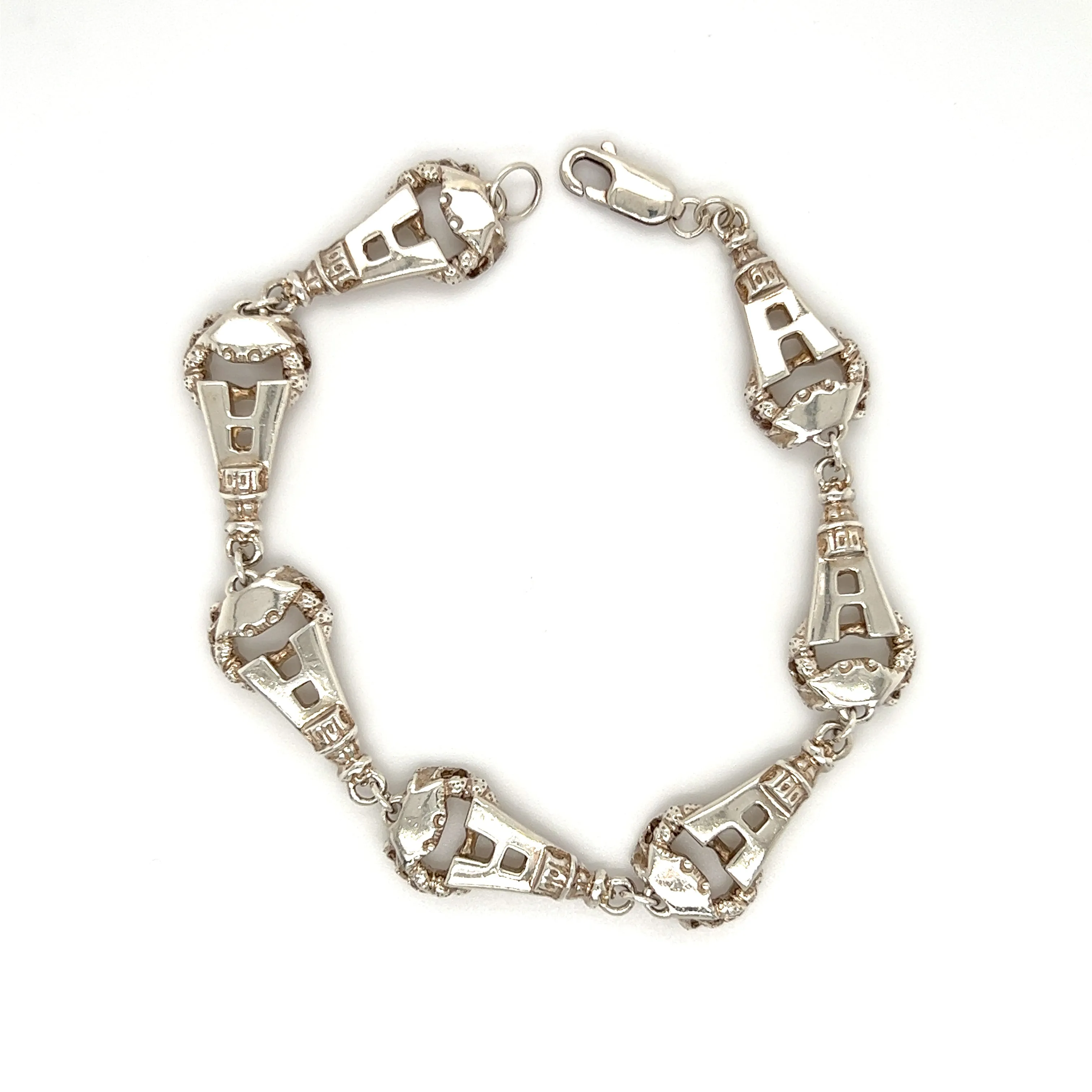 Annapolis Link Bracelet with Seven Crabs in Sterling Silver