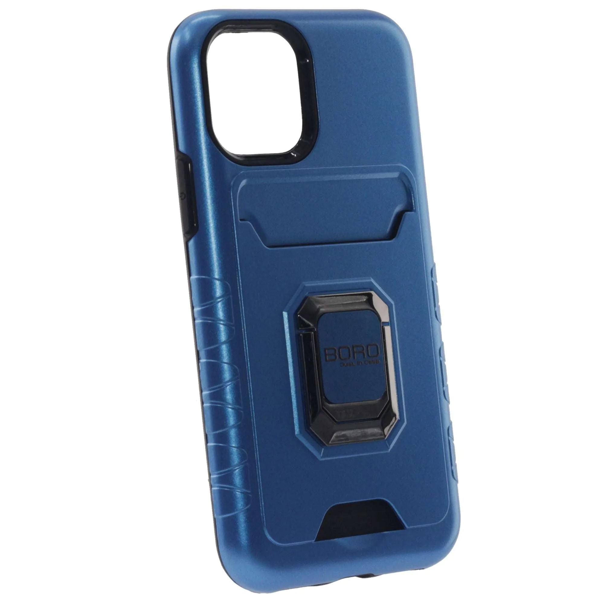 Apple iPhone 11 Pro Case, (BORO) Magnetic Ring Armor Case with Card Holder, Color Blue