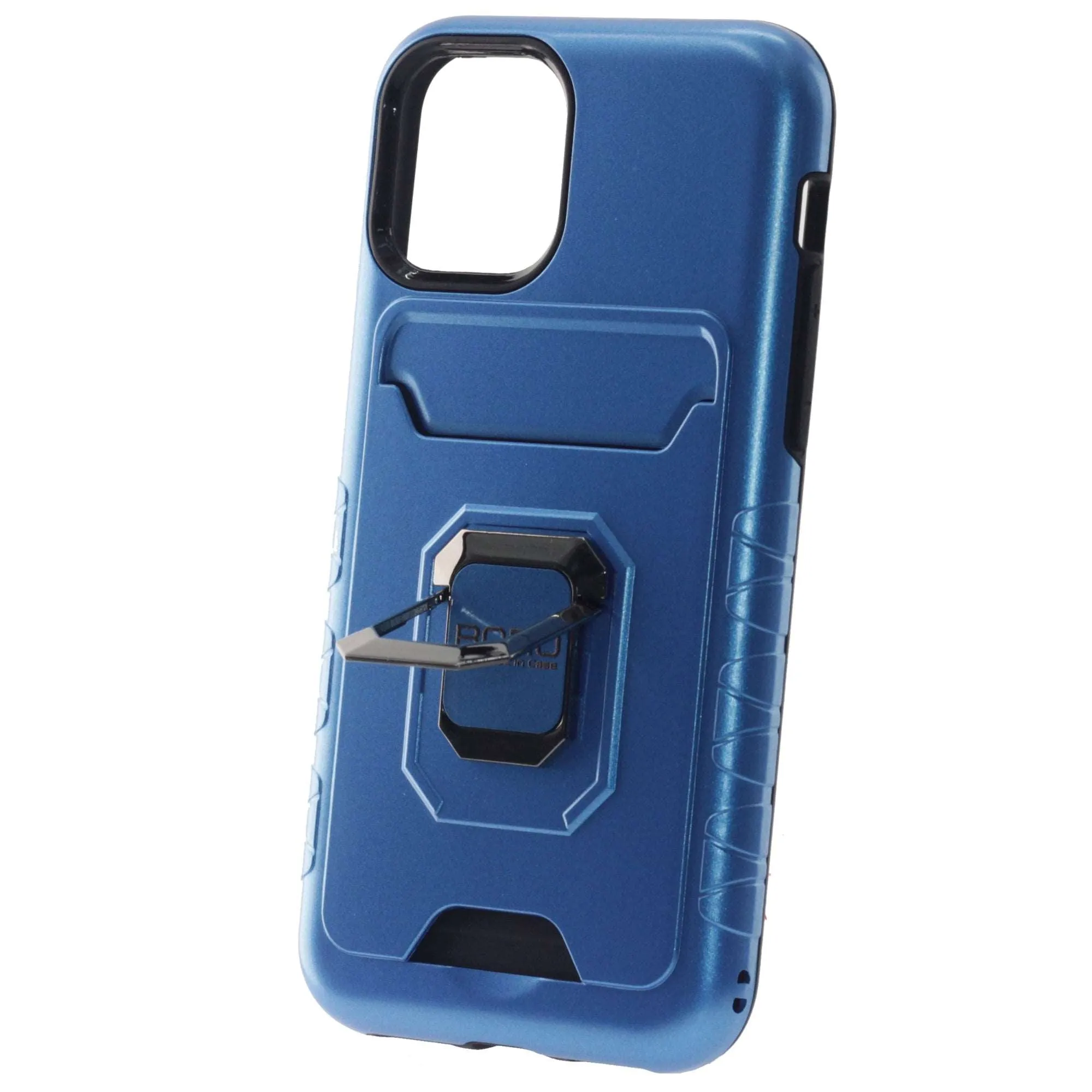 Apple iPhone 11 Pro Case, (BORO) Magnetic Ring Armor Case with Card Holder, Color Blue