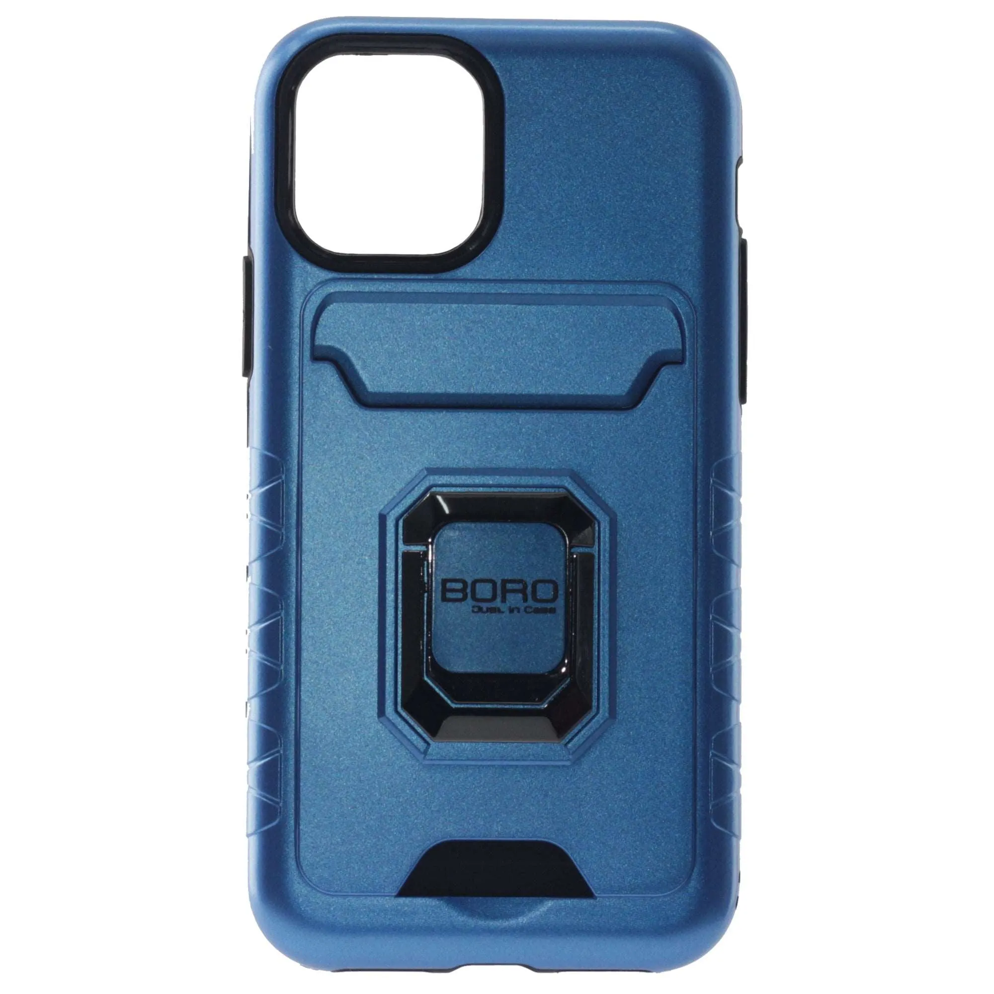 Apple iPhone 11 Pro Case, (BORO) Magnetic Ring Armor Case with Card Holder, Color Blue