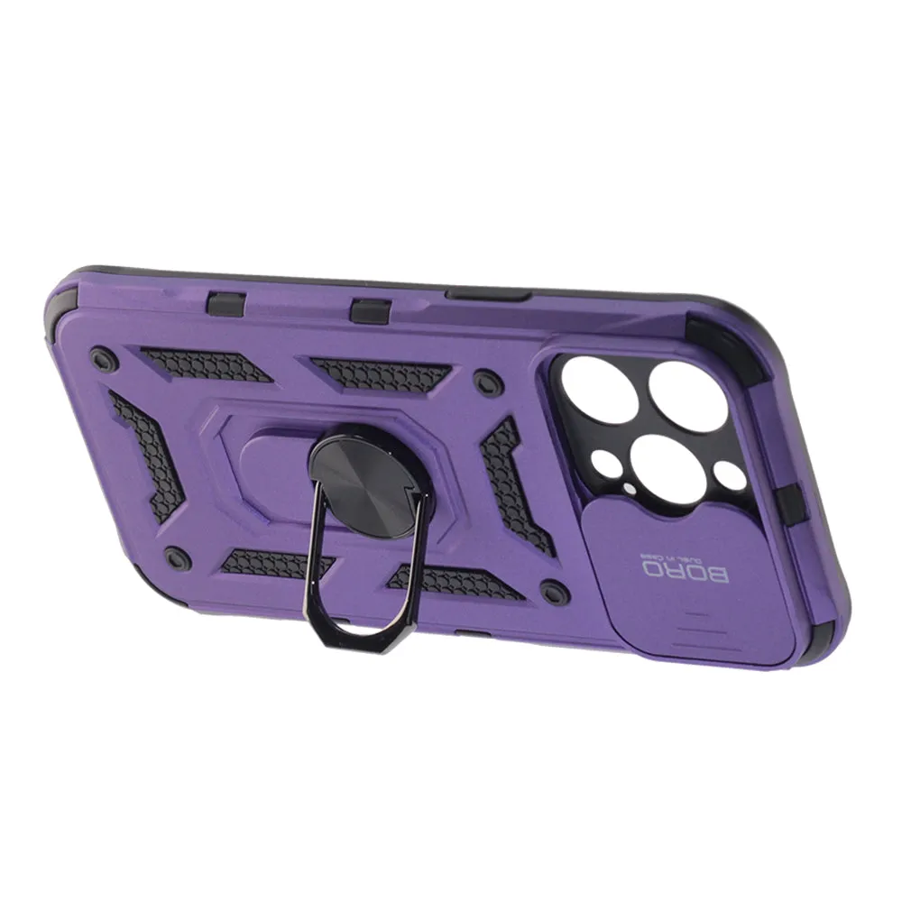 Apple iPhone 14 Pro Max, Ring Armor Case with Lens Cover, Color Purple