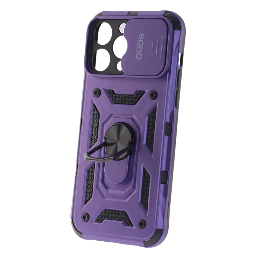 Apple iPhone 14 Pro Max, Ring Armor Case with Lens Cover, Color Purple