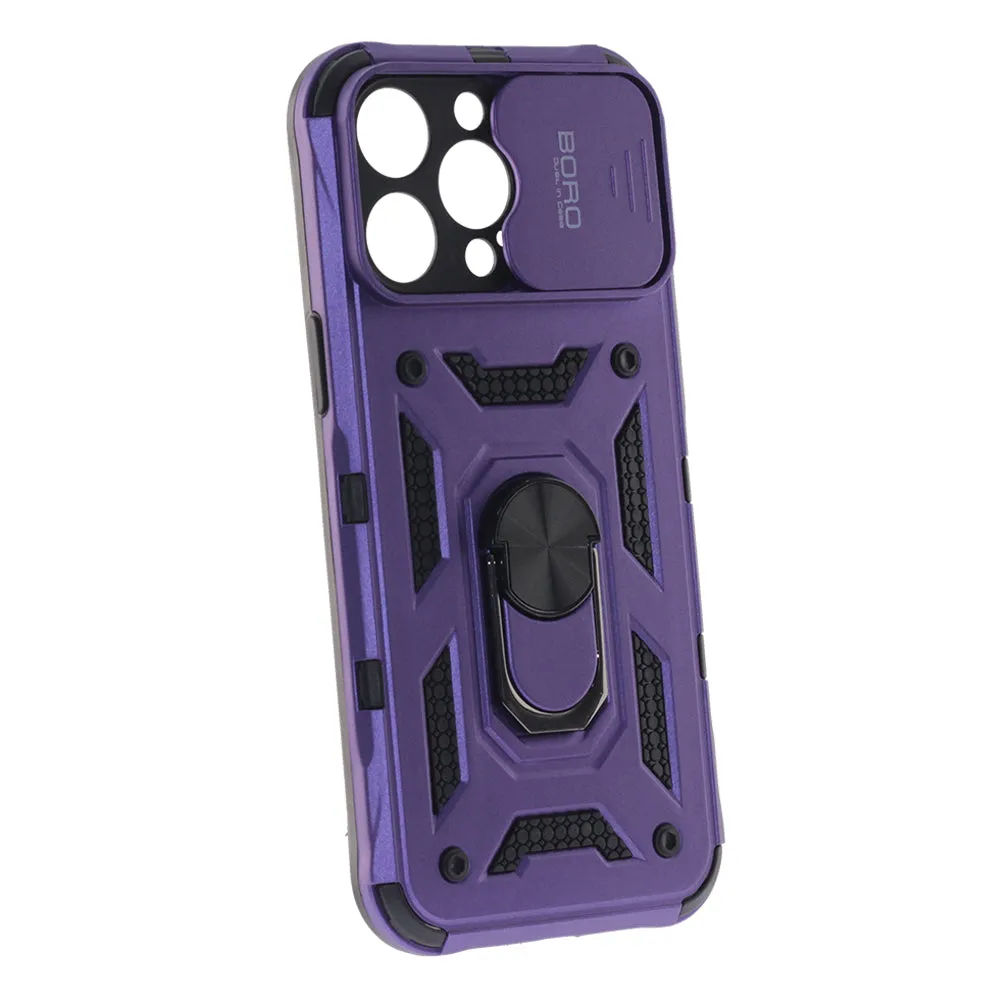 Apple iPhone 14 Pro Max, Ring Armor Case with Lens Cover, Color Purple