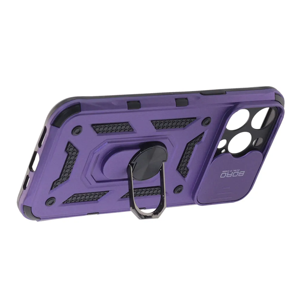 Apple iPhone 14 Pro Max, Ring Armor Case with Lens Cover, Color Purple