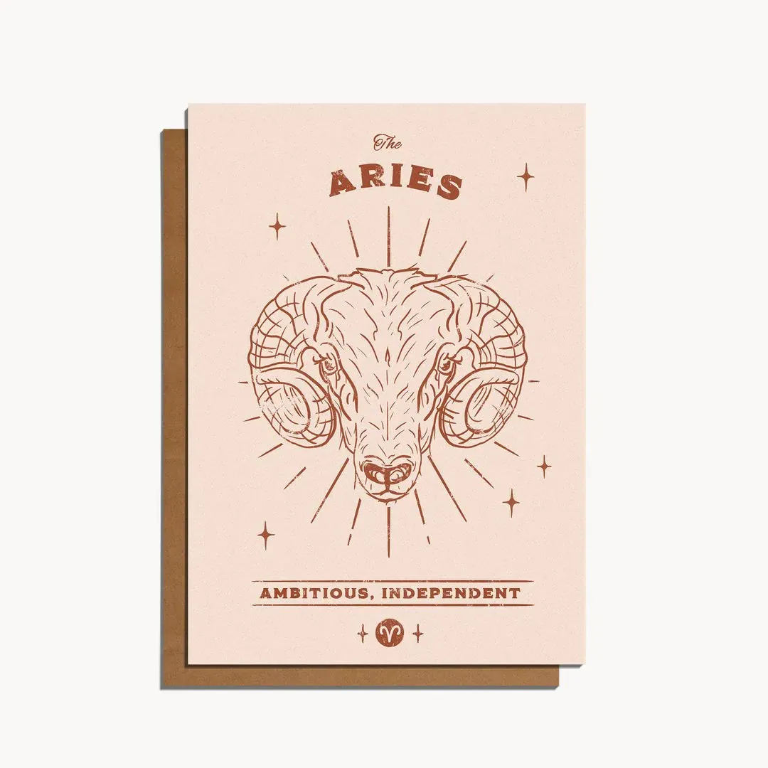 Aries Zodiac Sign Birthday Card