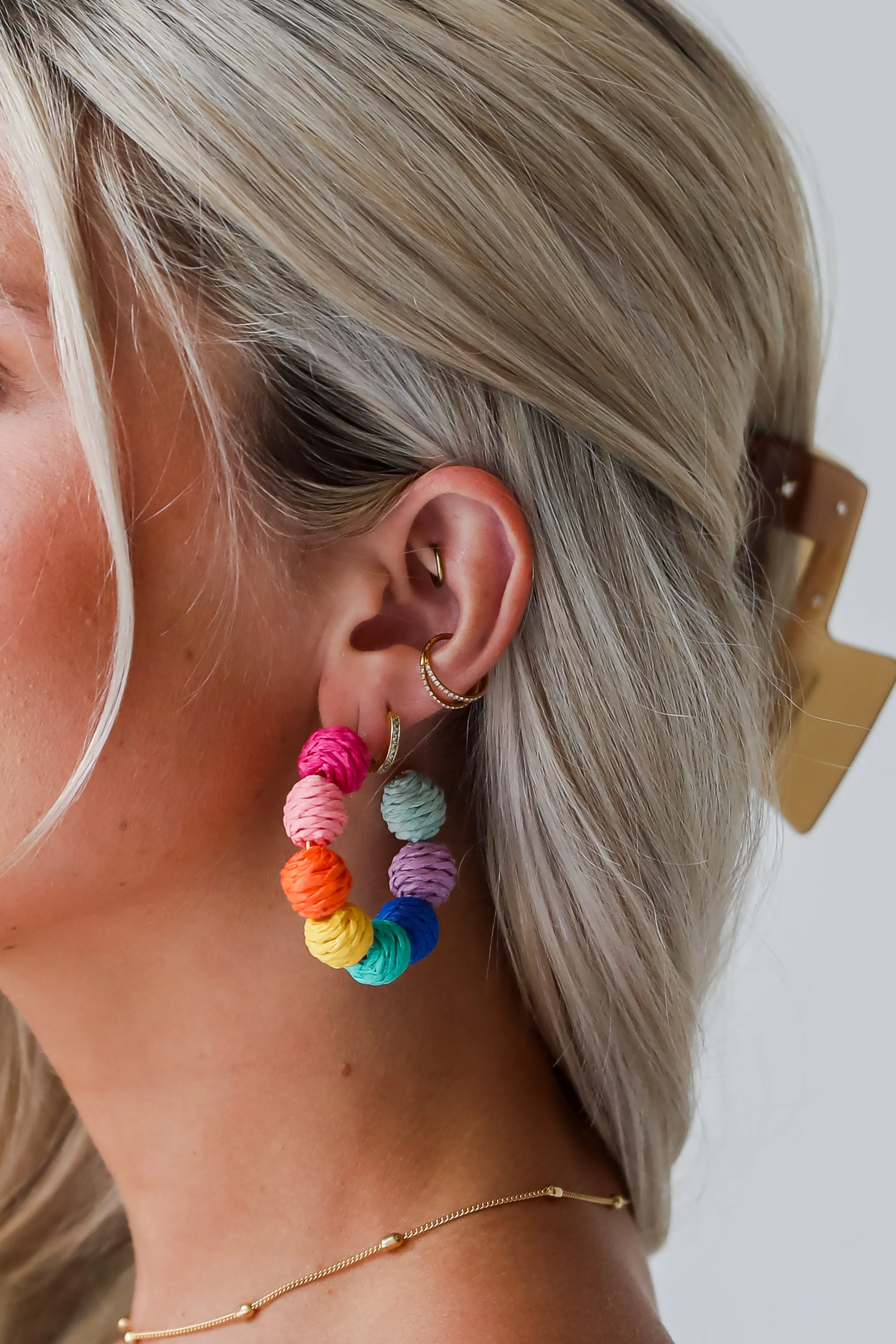 Aurora Straw Hoop Earrings