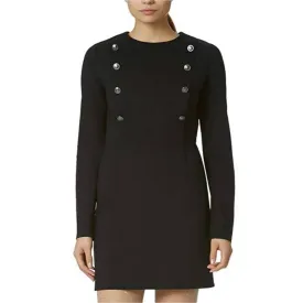 Avec Les Filles Nautical Button Ponte Sheath Dress Black XL