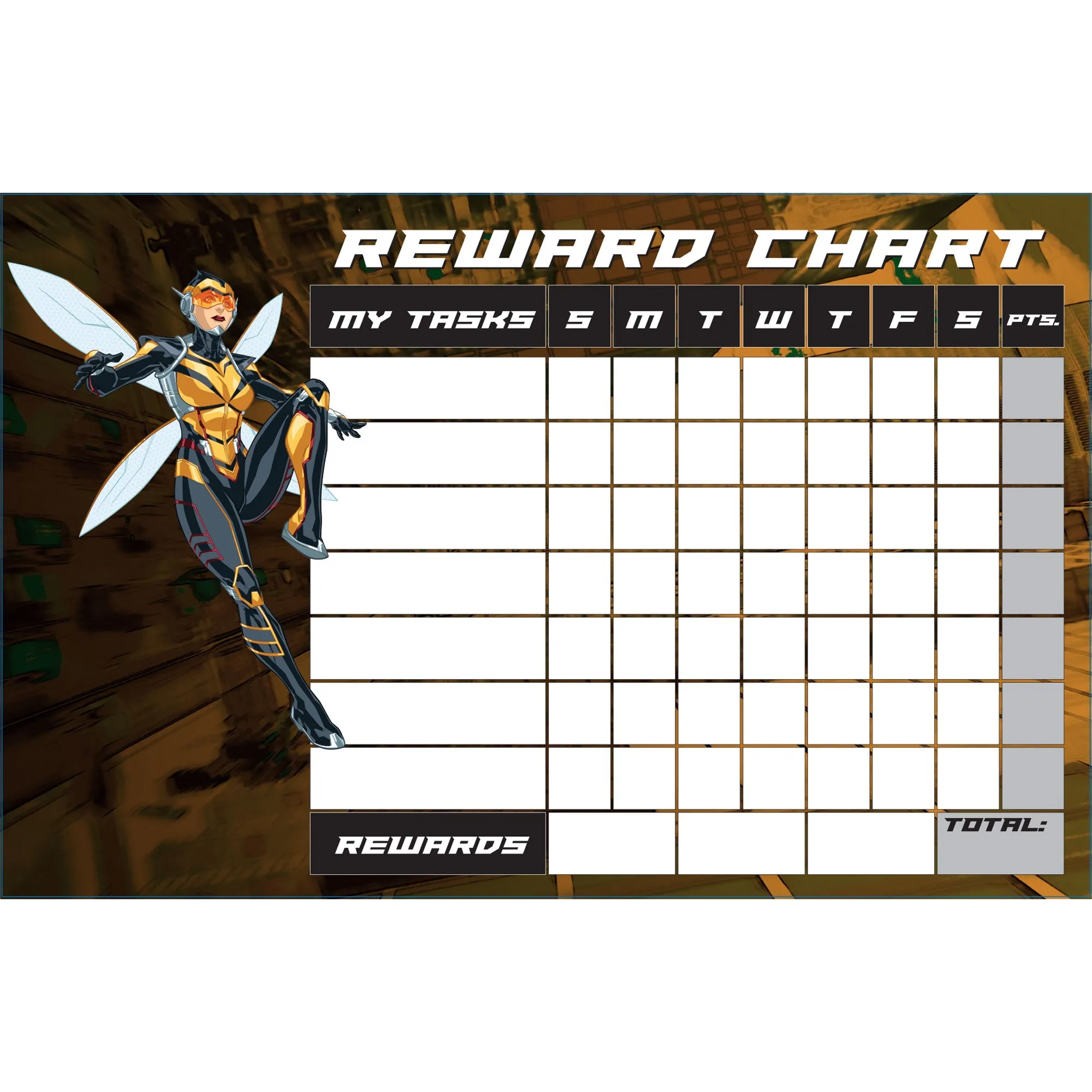 Avengers: WASP Reward Chart Dry Erase        - Officially Licensed Marvel Removable Wall   Adhesive Decal