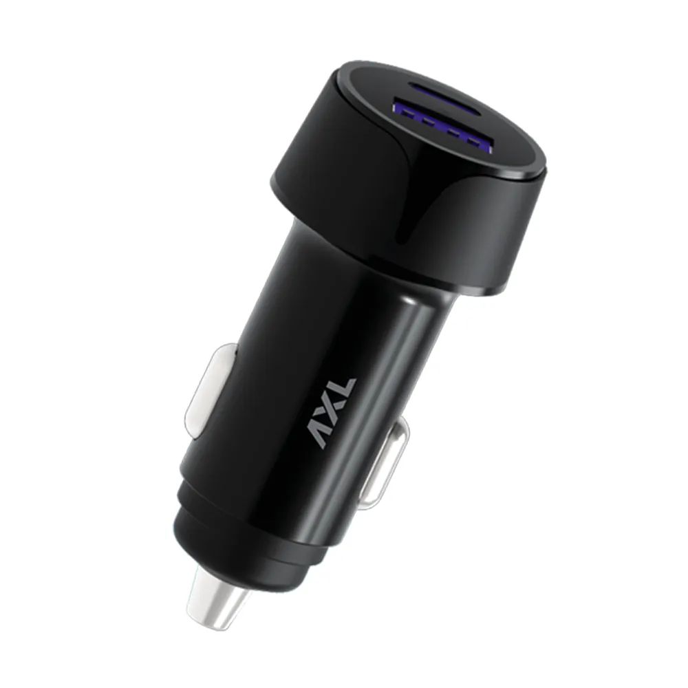 AXL CCPQ 30W Dual Port Turbo Car Charger with Type C Charging Input Universal Compatible Devices.