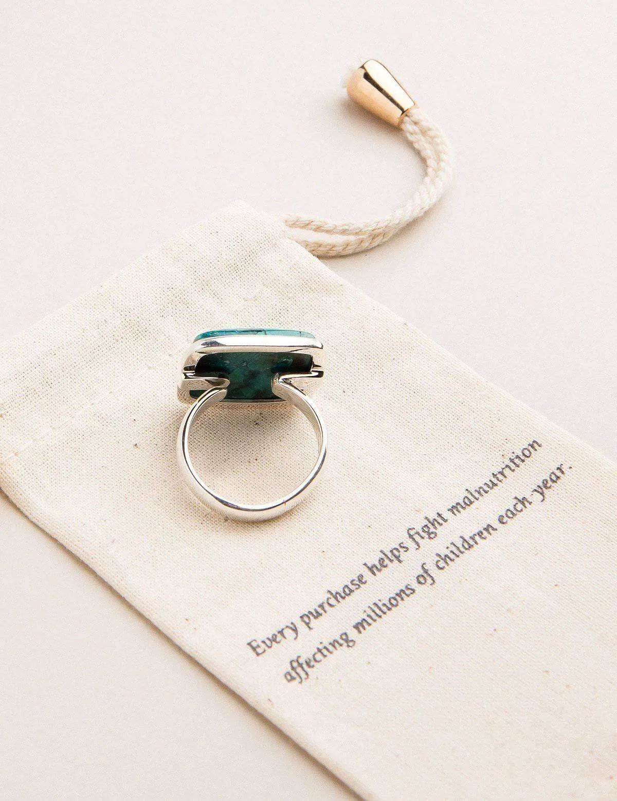 Azurite Malachite Square Cut Ring - Adjustable