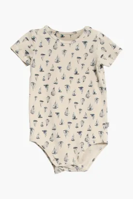 Baby Onesie Wheat Moon Ship Onesie