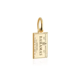 Bahamas Passport Stamp Charm Solid Gold Mini