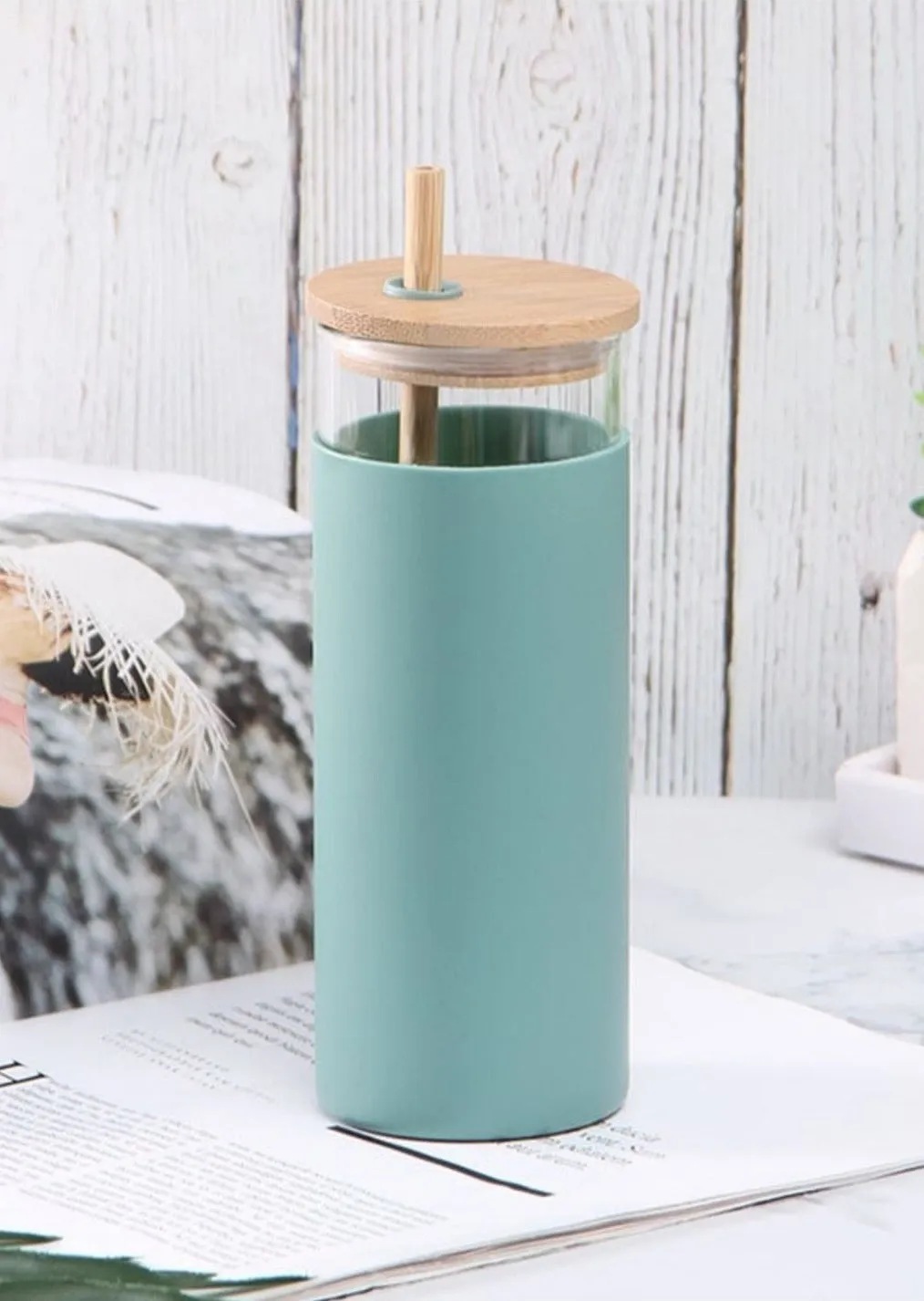 Bamboo Glass Silicone Tumbler - FINAL SALE