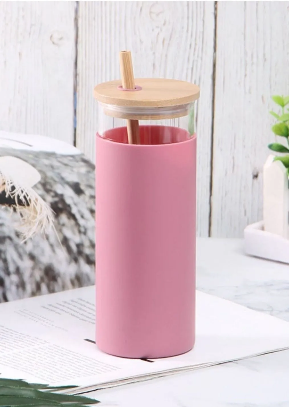 Bamboo Glass Silicone Tumbler - FINAL SALE