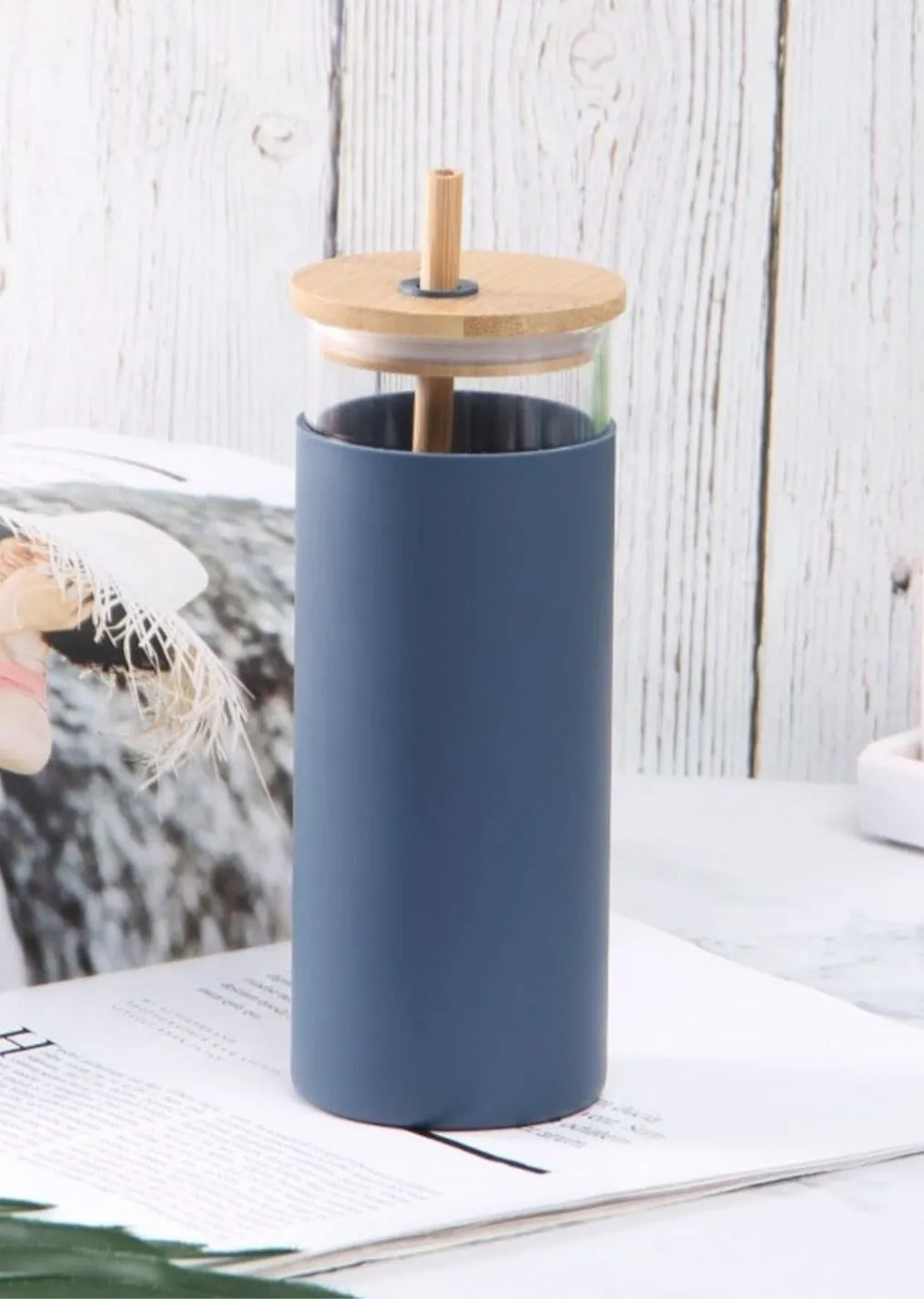 Bamboo Glass Silicone Tumbler - FINAL SALE