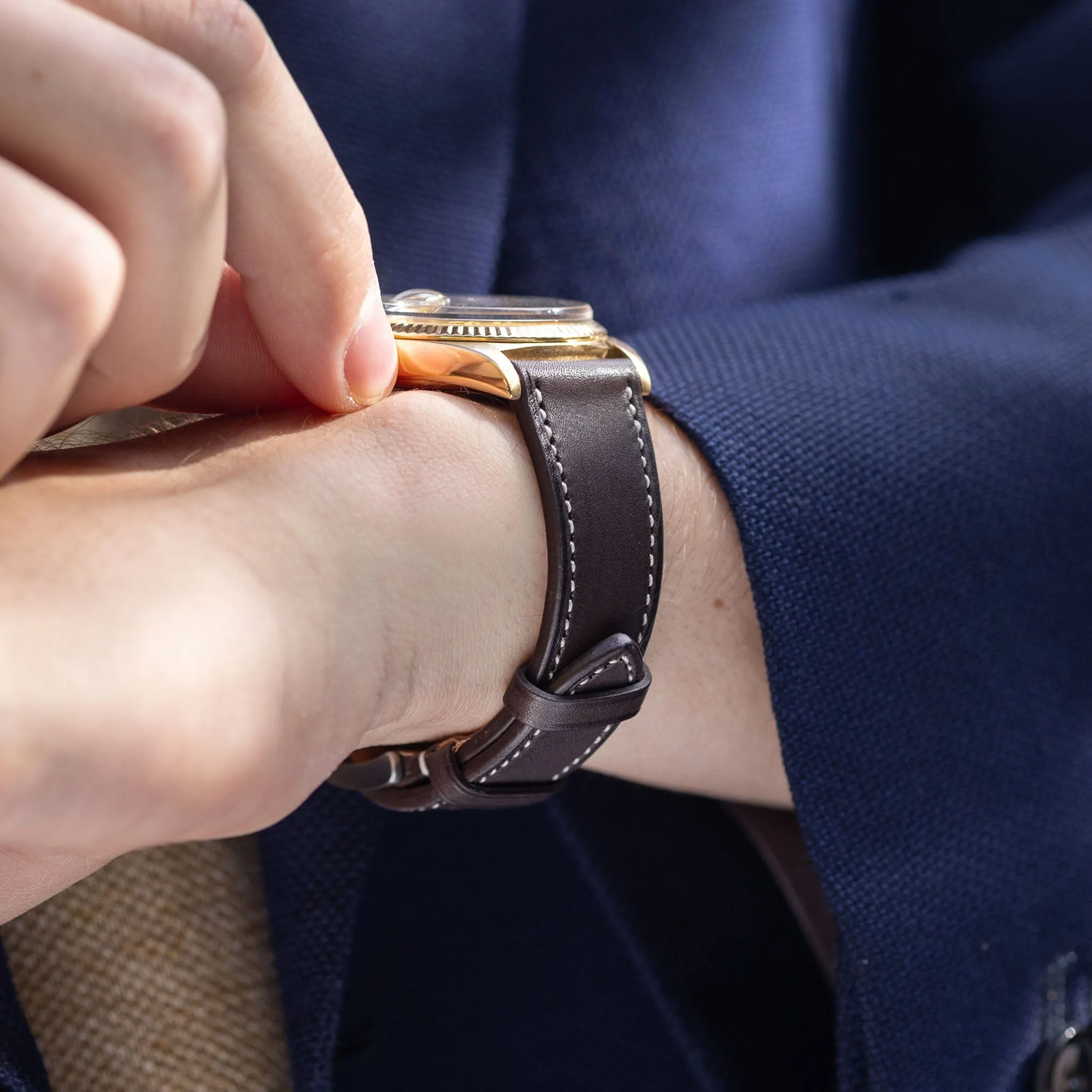 Barenia Dark Brown Leather Watch Strap