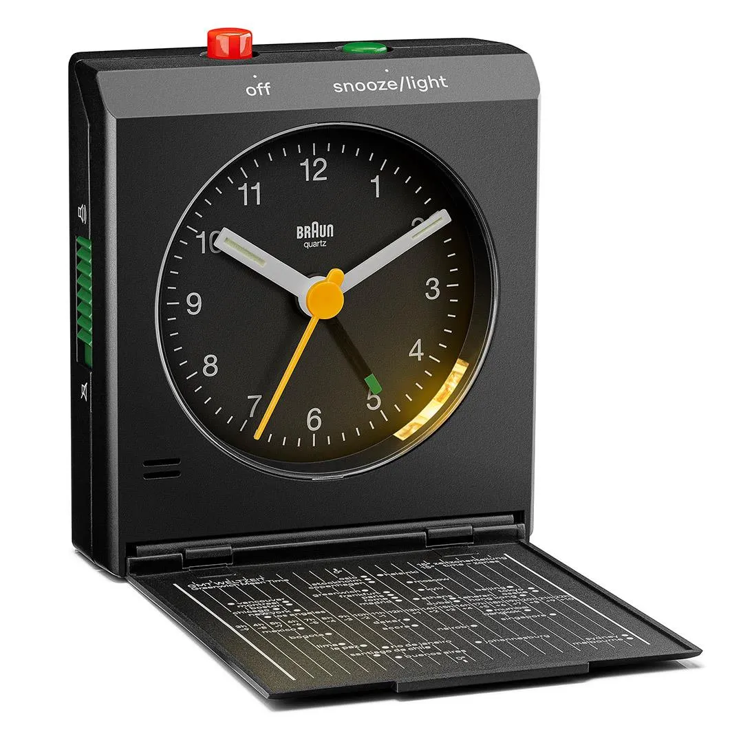 BC05 Braun travel analogue alarm clock - black