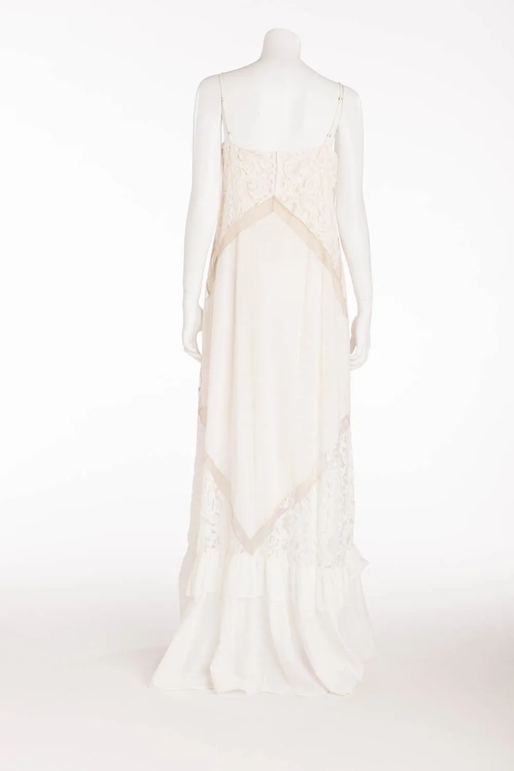 BCBG Maxazaria Runway - "Keylene" Long White Spaghetti Strap Maxi Dress - M