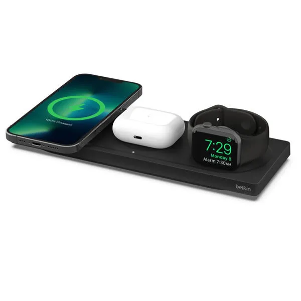 BELKIN BoostCharge Pro 15W 3-in-1 Wireless Charging Pad - Black