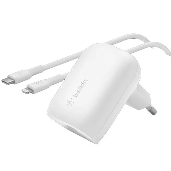 BELKIN BoostCharge USB-C 30W Single USB-C Port with USB-C to Lightning Cable