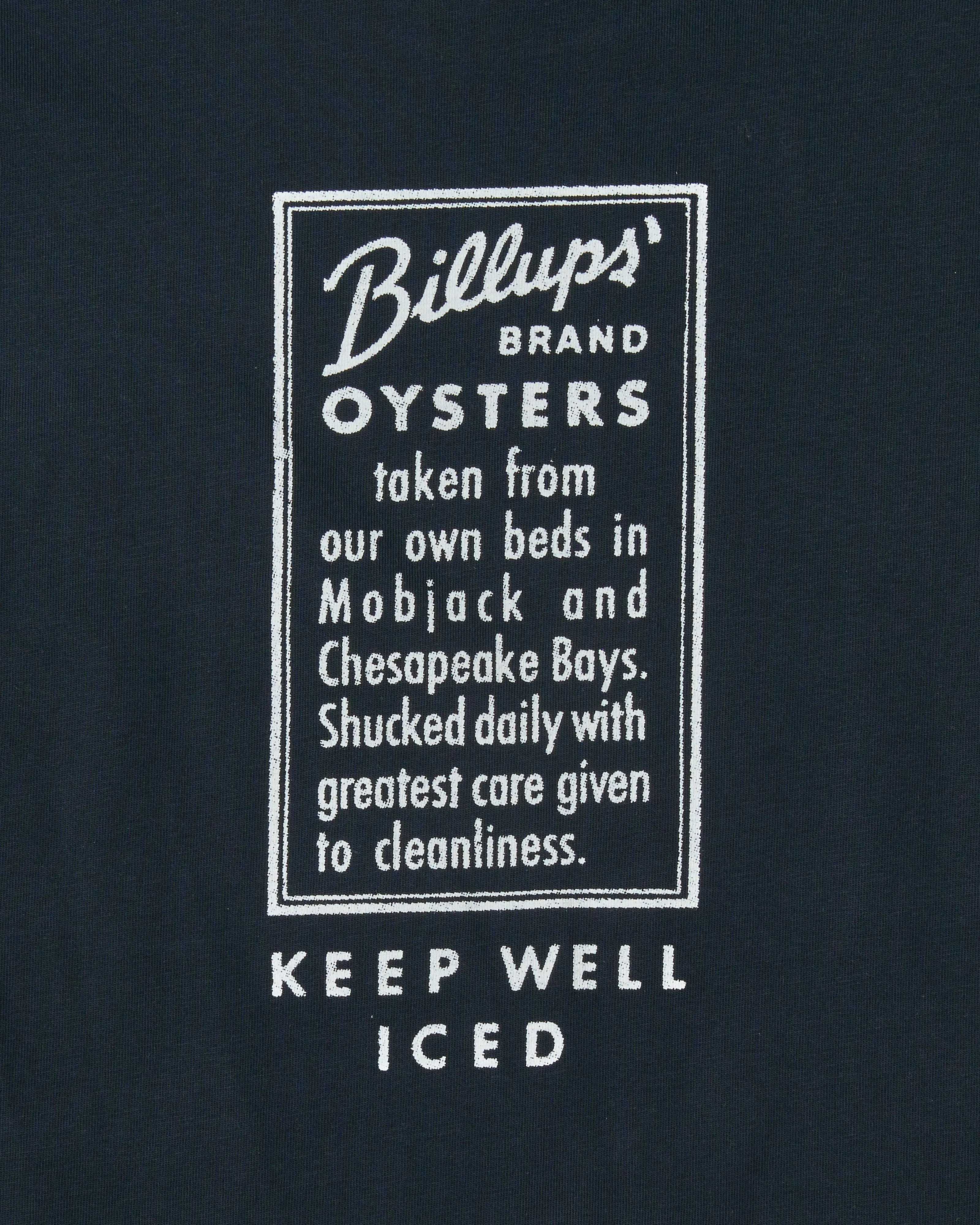 Billups Oysters Tee in Navy