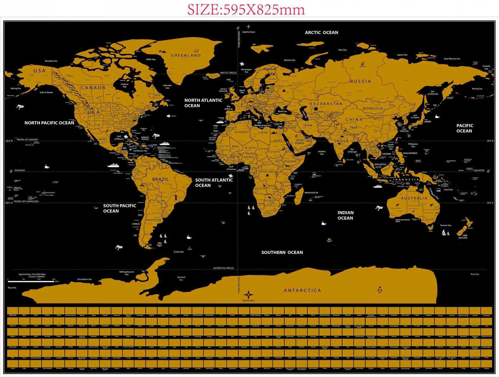 Black & Gold Creative Travel Map