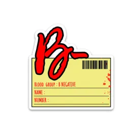 Blood group B Negative Reflective Sticker