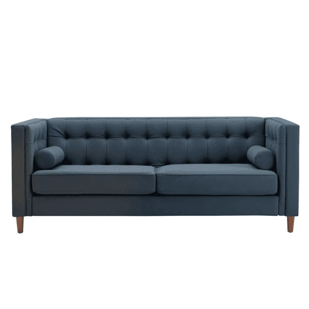 Brew Tuxedo Faux Leatherette Sofa with Accent Pillows