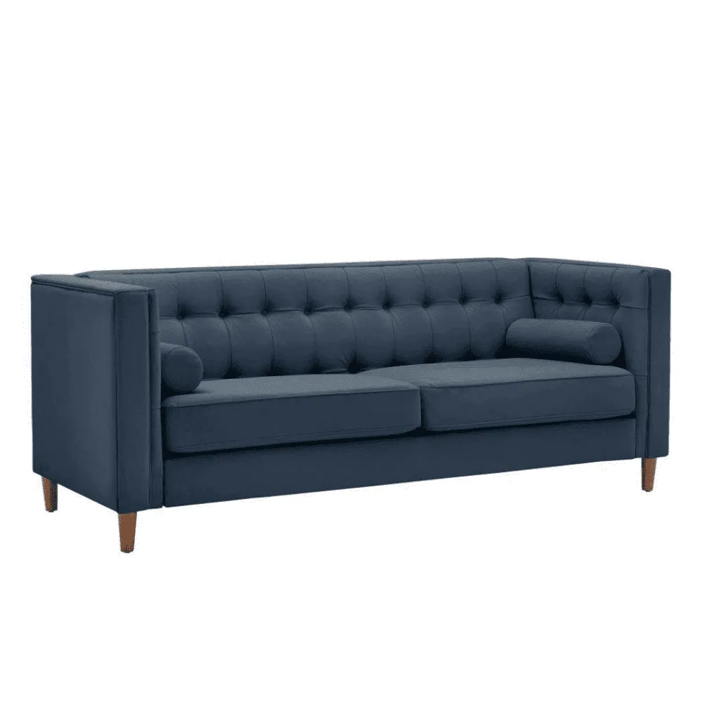 Brew Tuxedo Faux Leatherette Sofa with Accent Pillows