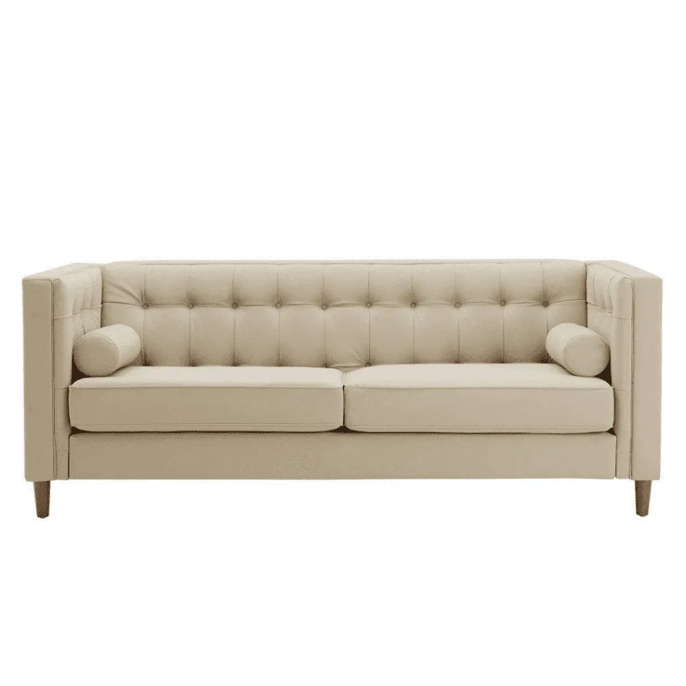 Brew Tuxedo Faux Leatherette Sofa with Accent Pillows