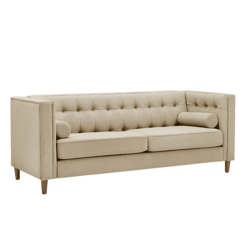 Brew Tuxedo Faux Leatherette Sofa with Accent Pillows