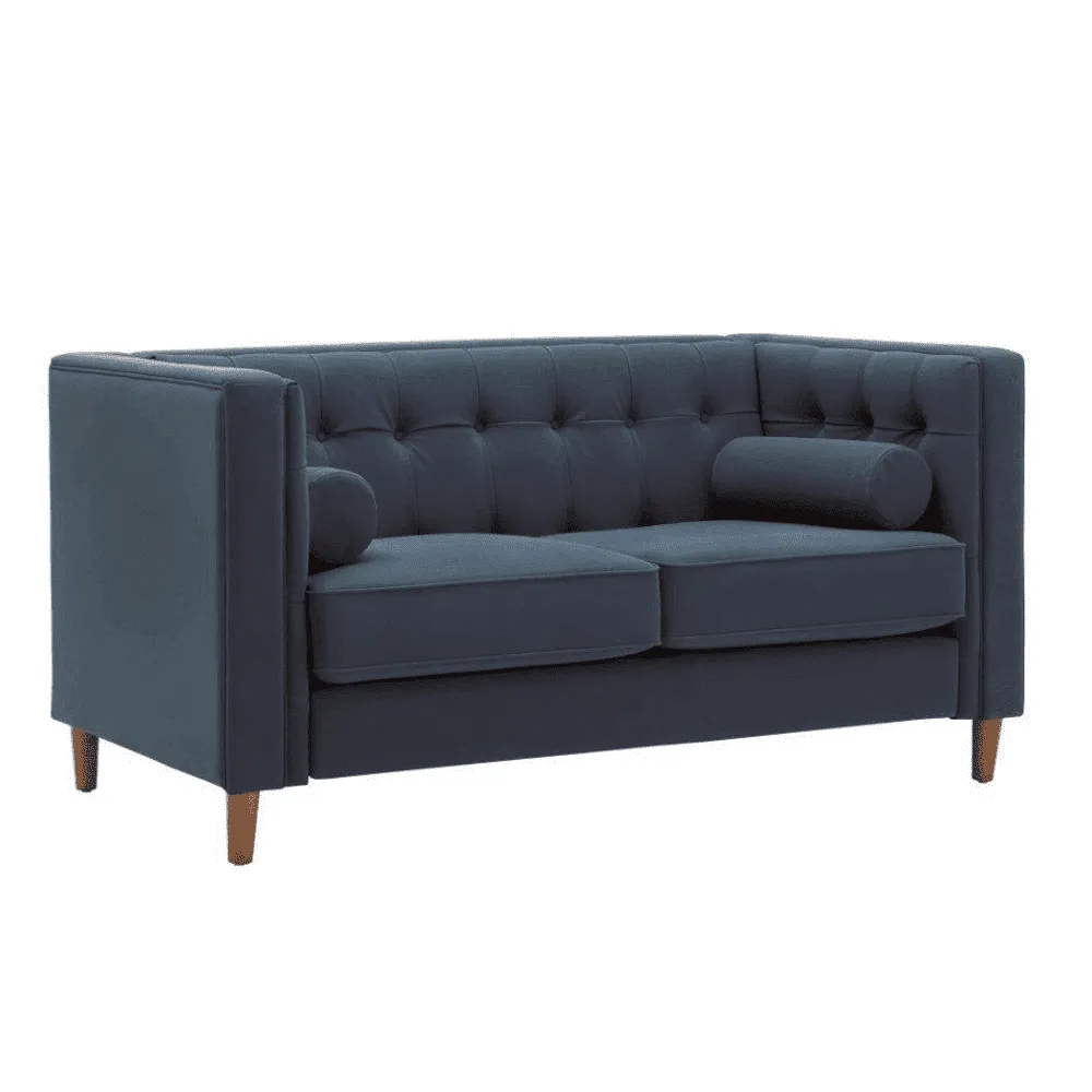 Brew Tuxedo Faux Leatherette Sofa with Accent Pillows