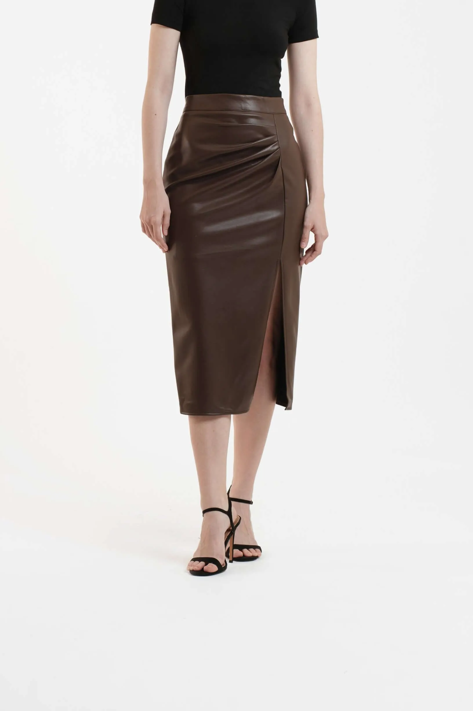 Brown Leatherette Skirt