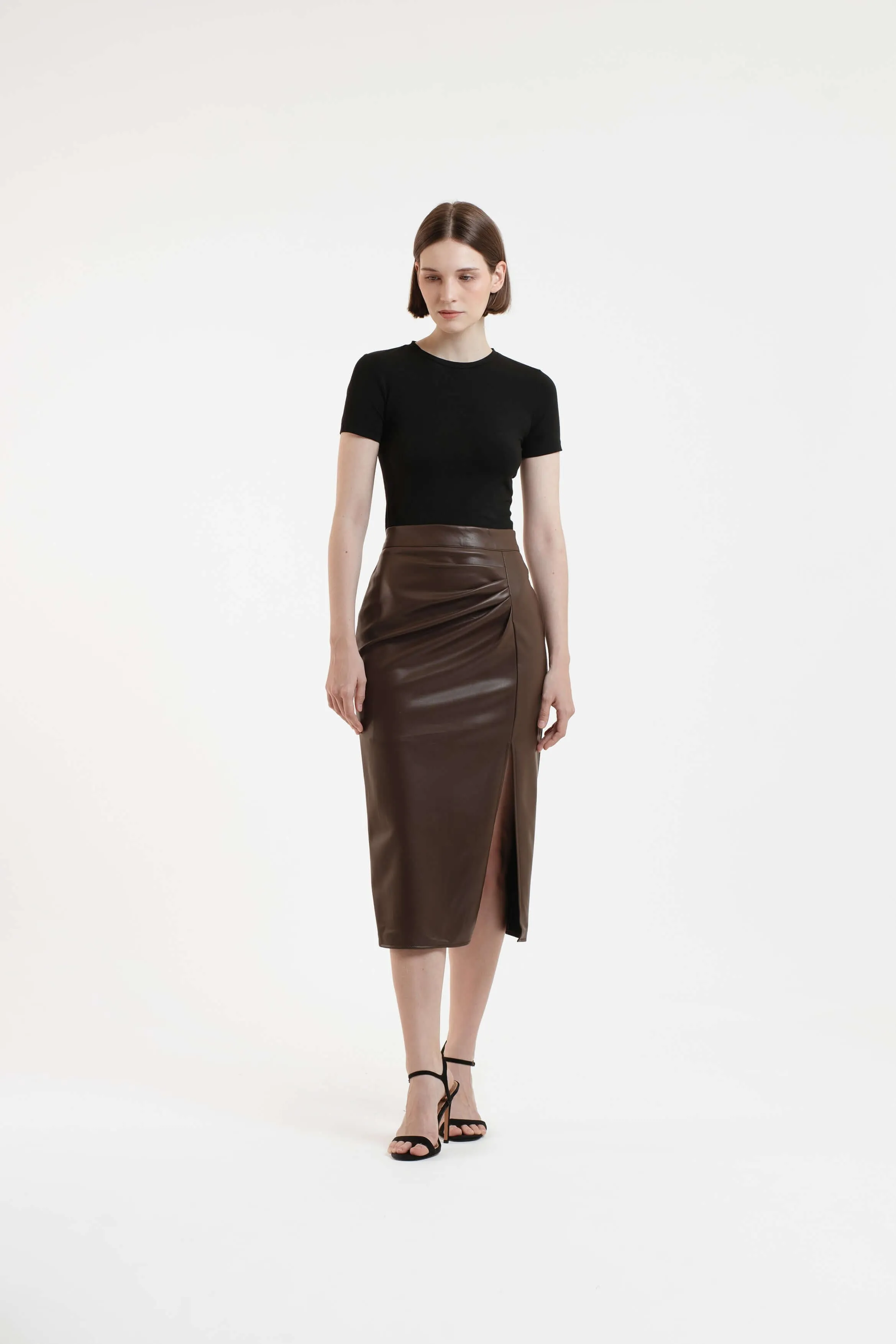 Brown Leatherette Skirt