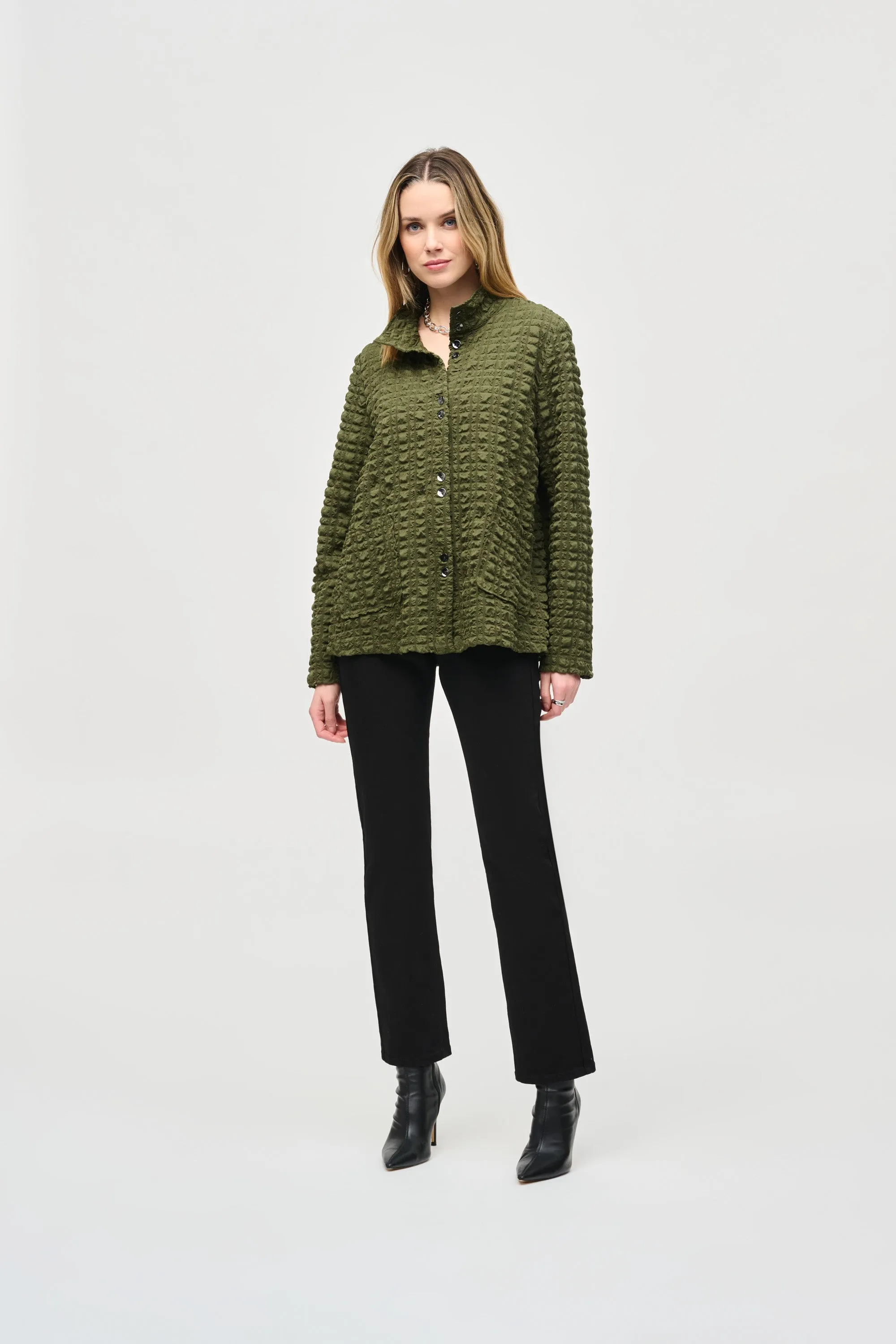 Bubble Jacquard Mock Collar Jacket