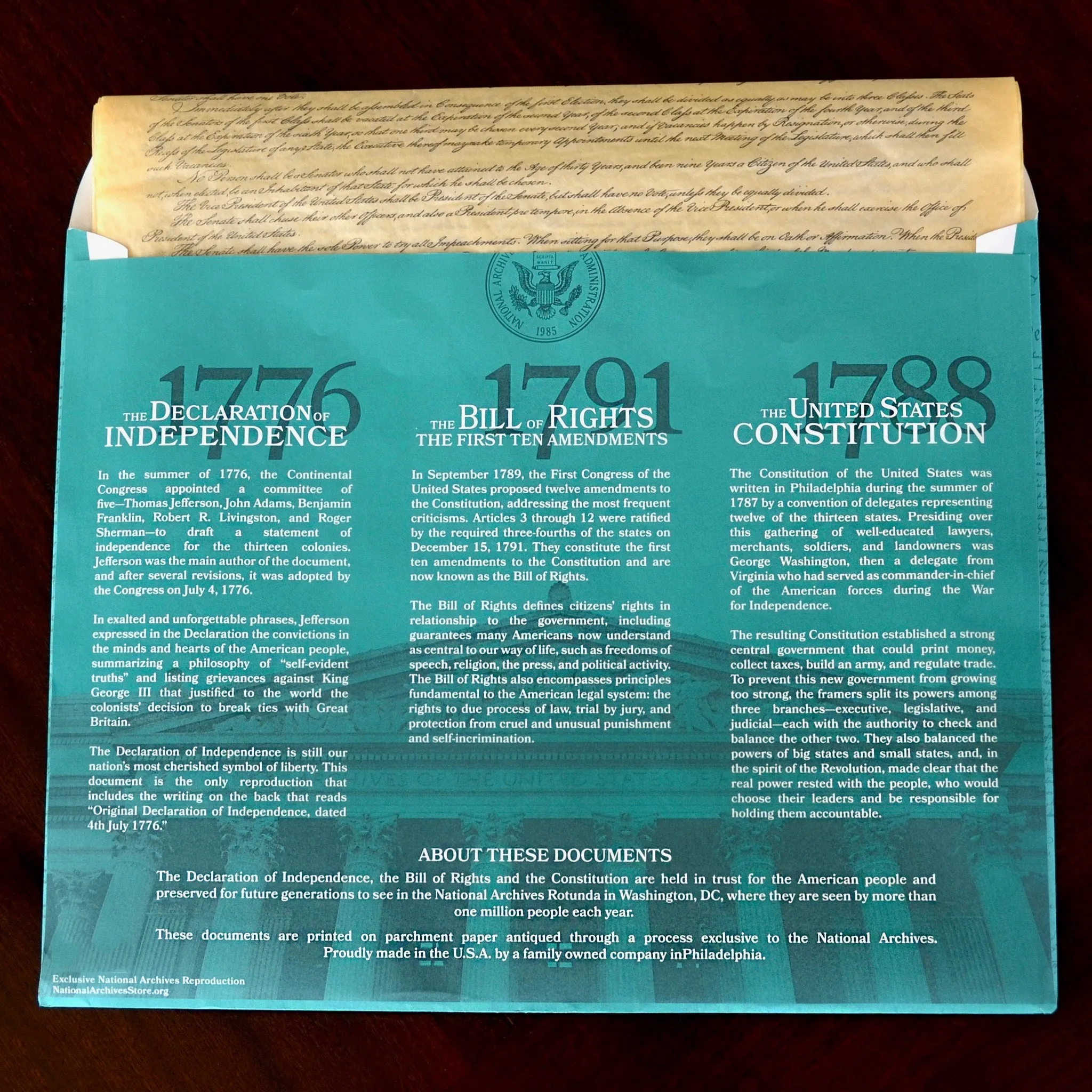 Charters of Freedom Bundle with Four-page U.S. Constitution in Envelope