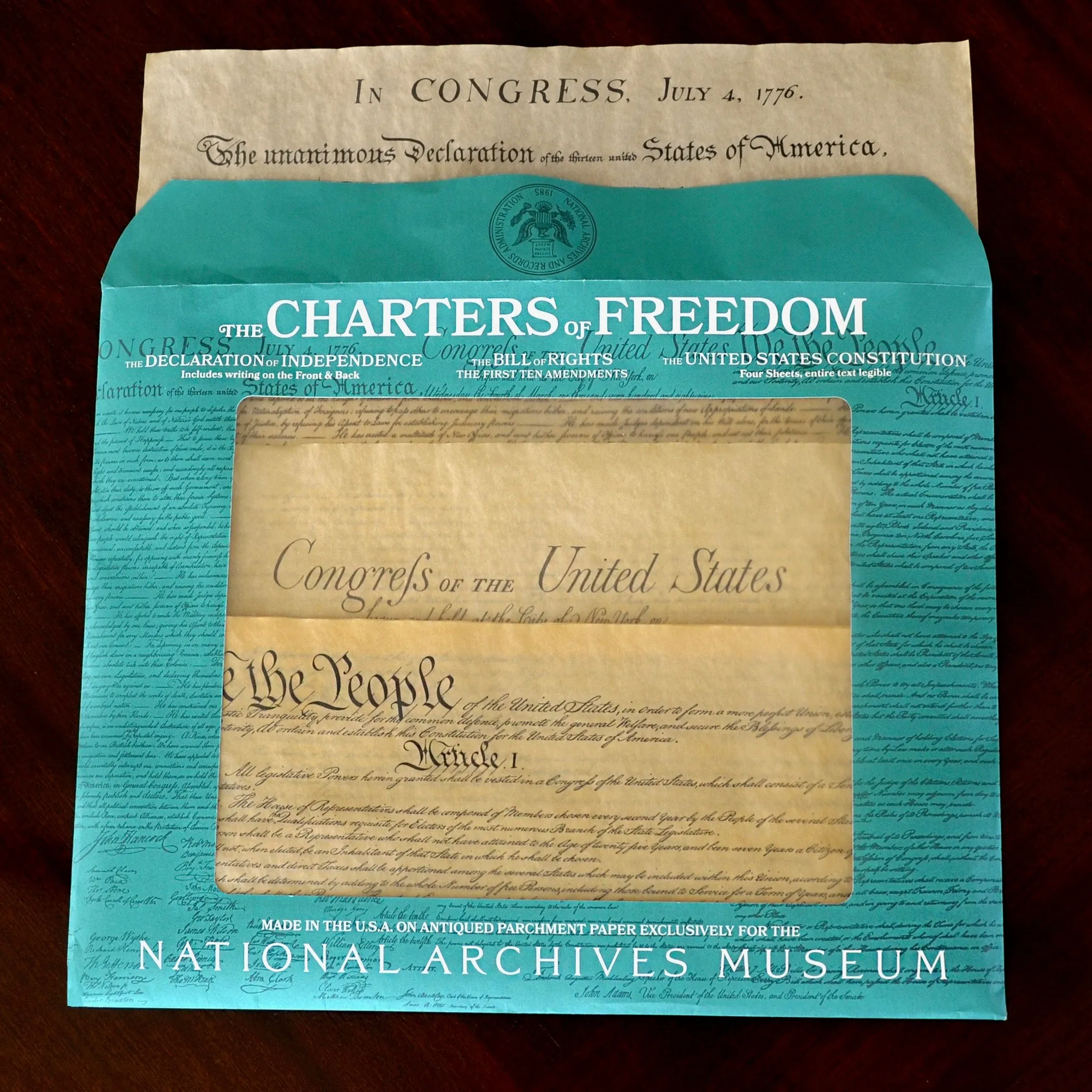 Charters of Freedom Bundle with Four-page U.S. Constitution in Envelope