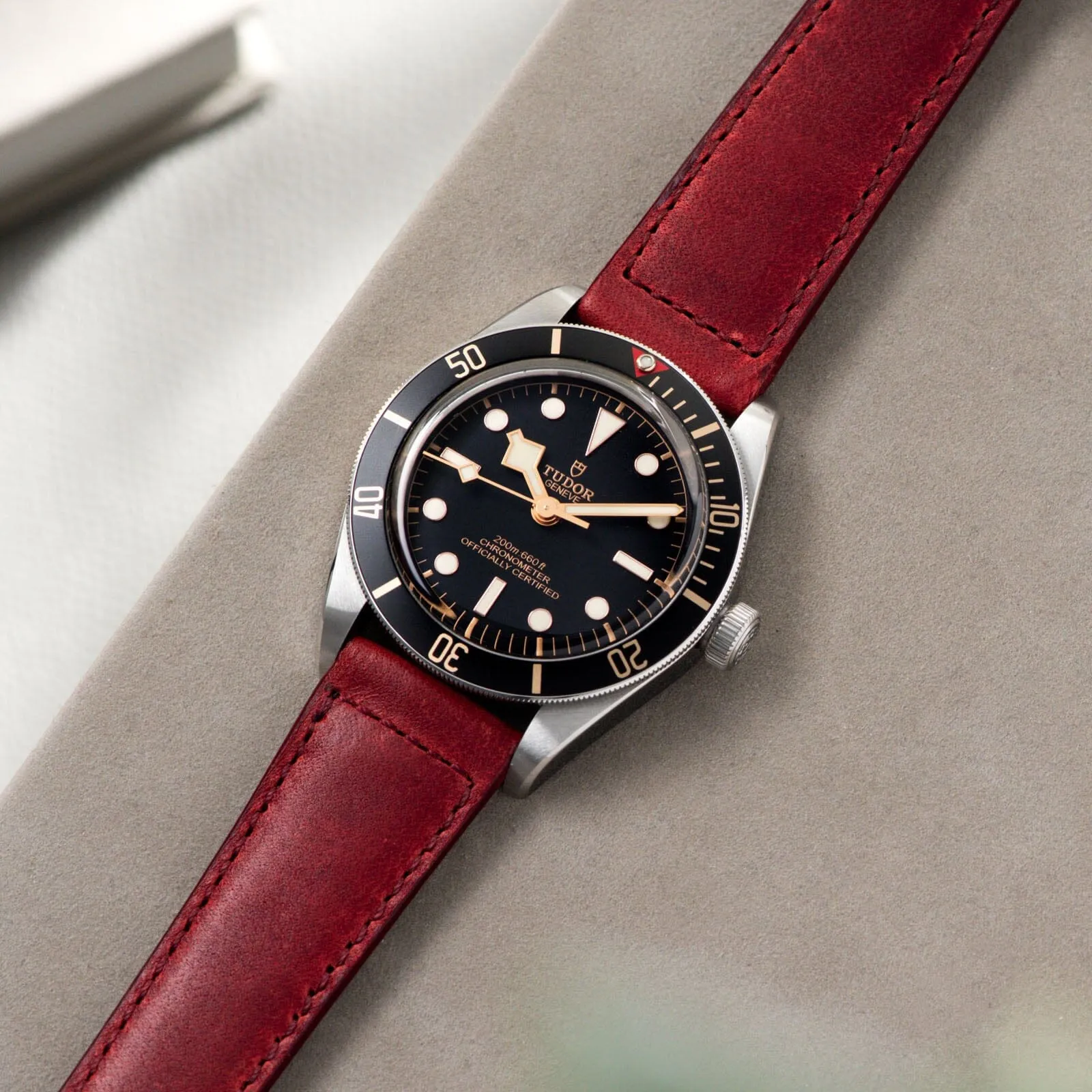 Chimney Red Leather Watch Strap