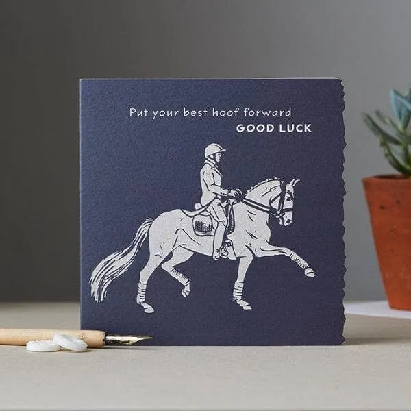 Colour Block Pony: Put your best hoof forward GOOD LUCK| Greeting Card, Cards, Horse, Equine, Competition, Dressage