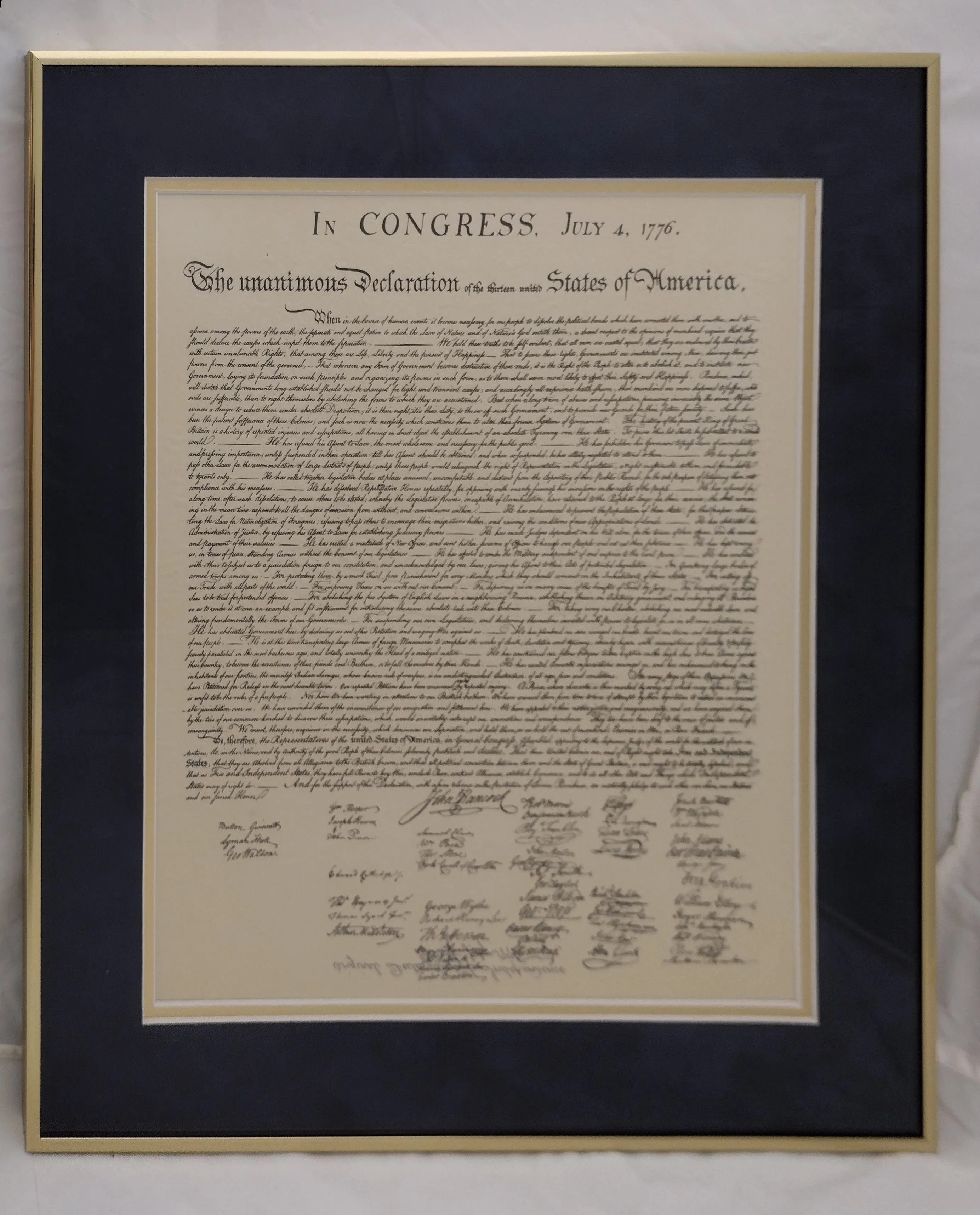 Declaration of Independence in Classic Finish Metal Frame