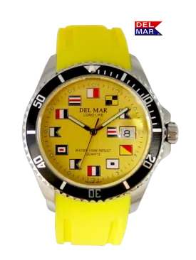 Del Mar Watches Men's and Youth Sportstrap: Yellow Nautical Face, 46mm x 40mm, 100m Water Resistant #50379